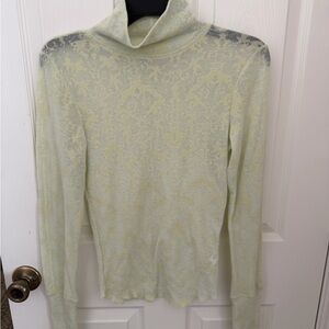 Light green Lace-Effect Turtleneck top